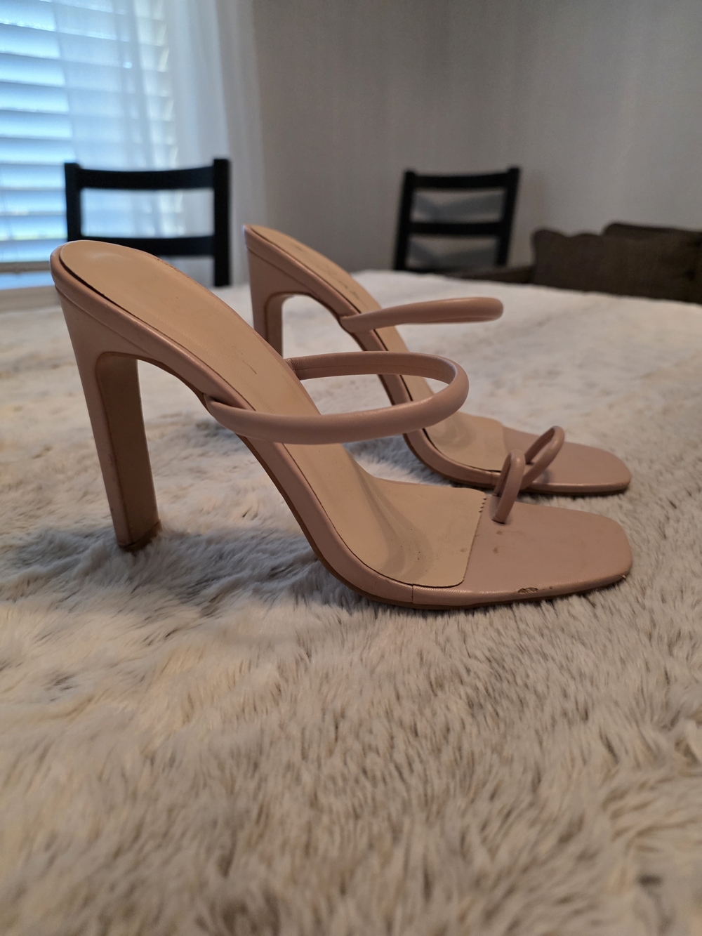 Blush Pink Strappy High Heel Mules 7.5 - Picture 3 of 7